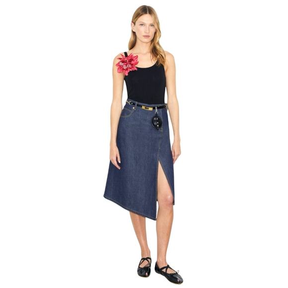 Tory Burch Dresses & Skirts - Tory Burch The classic cotton denim dark blue A-line jean midi skirt size 4